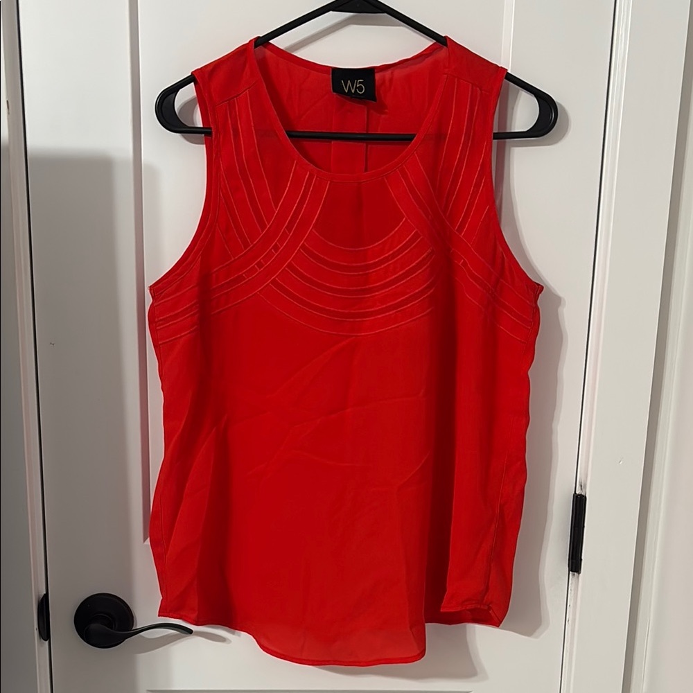 W5 Women's Spring Summer Red Sleeveless Work Casual Top
